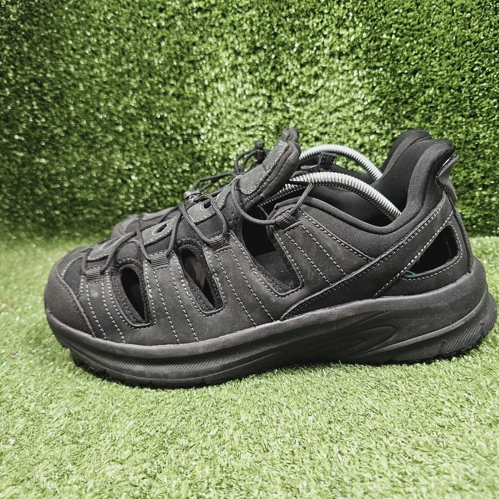 Orthofeet 1105 Saturn Black Leather Stretch Hands Free Sandals‎ Mens 10.5 X Wide